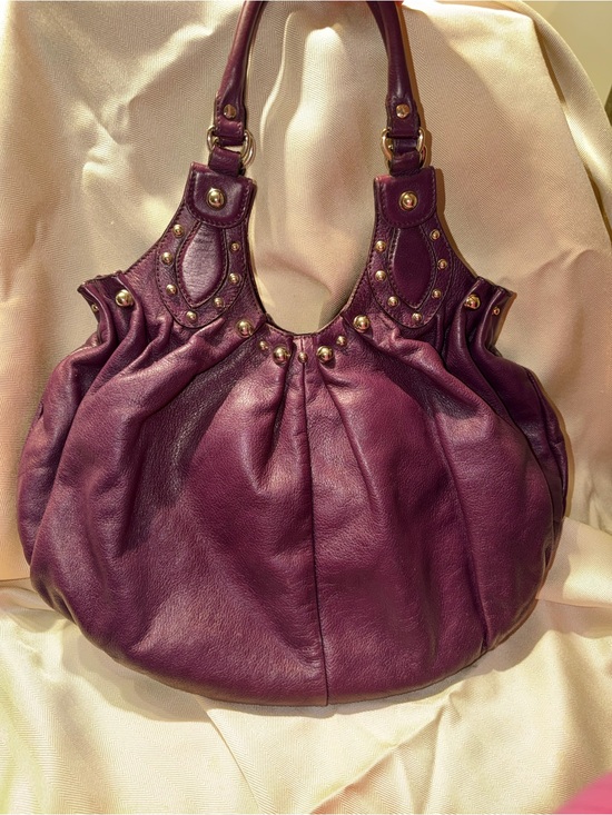 Gucci Handbags - Gucci Plum Leather Hobo Pelham with Gold-Tone Studs